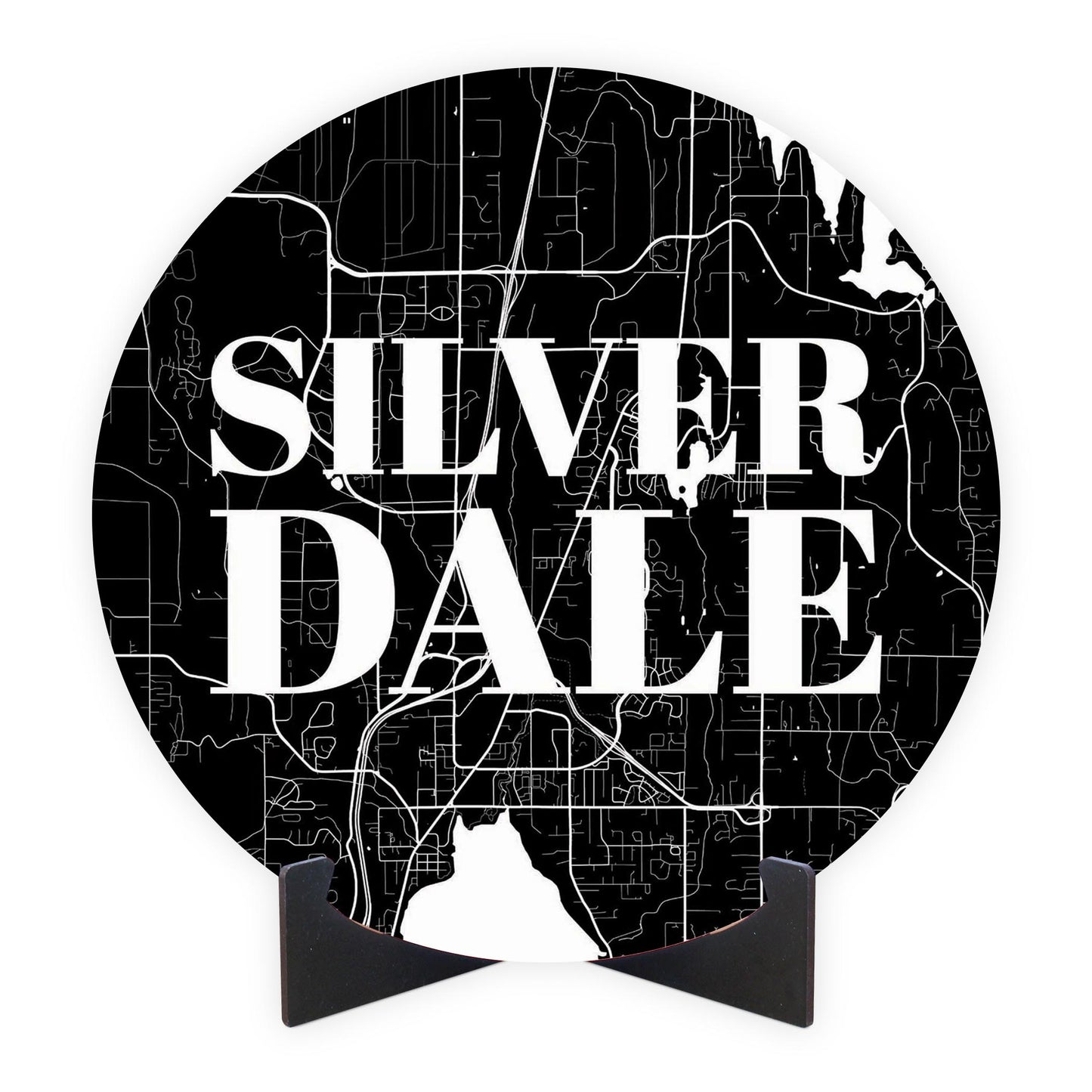 Minimalistic B&W Washington Silverdale Map | Wood Sign | Eaches | Min 1