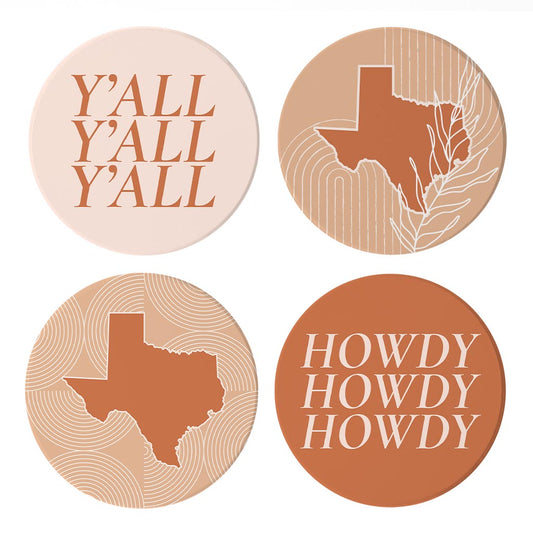 Modern Minimalist Texas Set | Absorbent Coasters | Set of 4 | Min 2