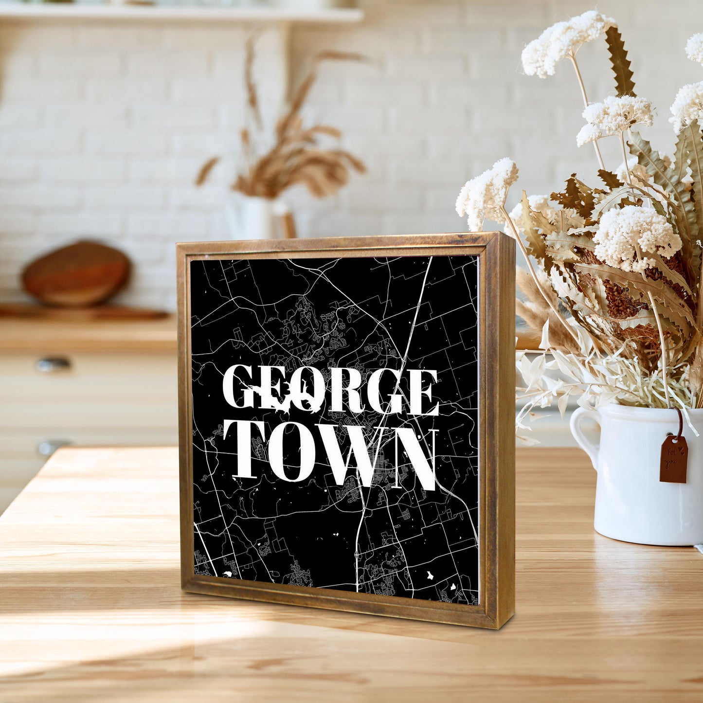 Minimalistic B&W Texas Georgetown Map | Wood Sign | Eaches | Min 1