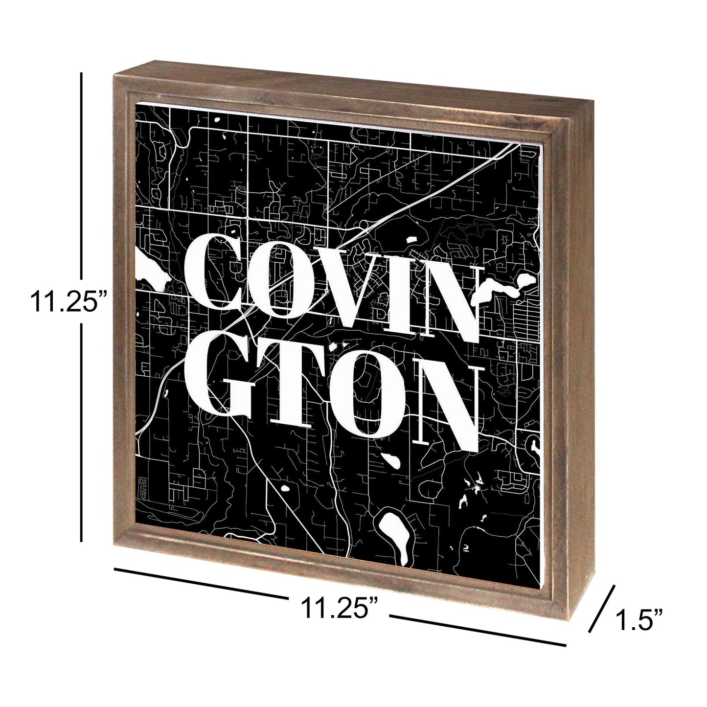 Minimalistic B&W Washington Covington Map | Wood Sign | Eaches | Min 1