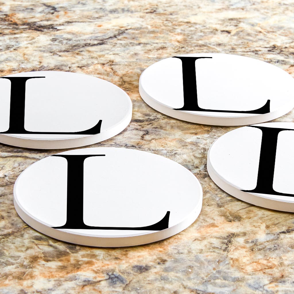 Minimalist Monogram L Circle | Absorbent Coasters | Set of 4 | Min 2