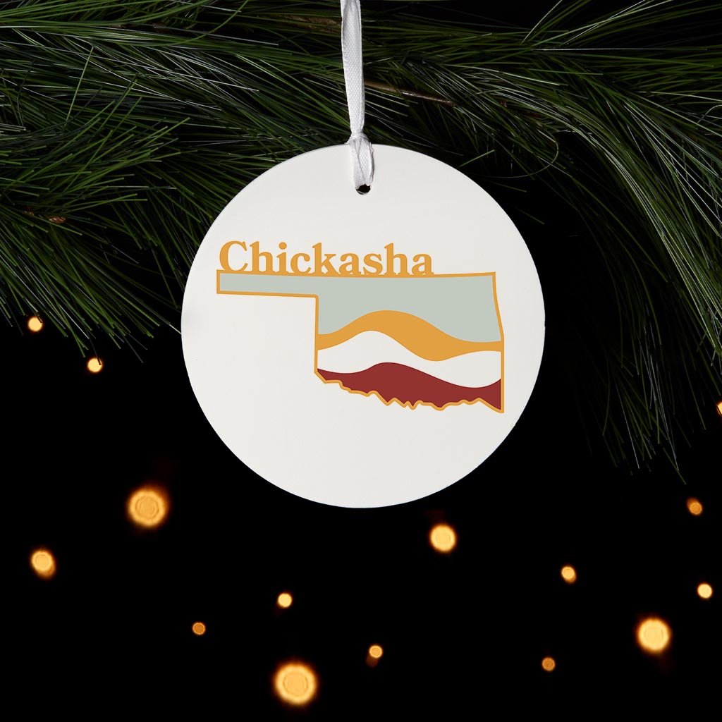 Modern Minimalist Oklahoma State Chickasha| Wood Ornament | Eaches | Min 6