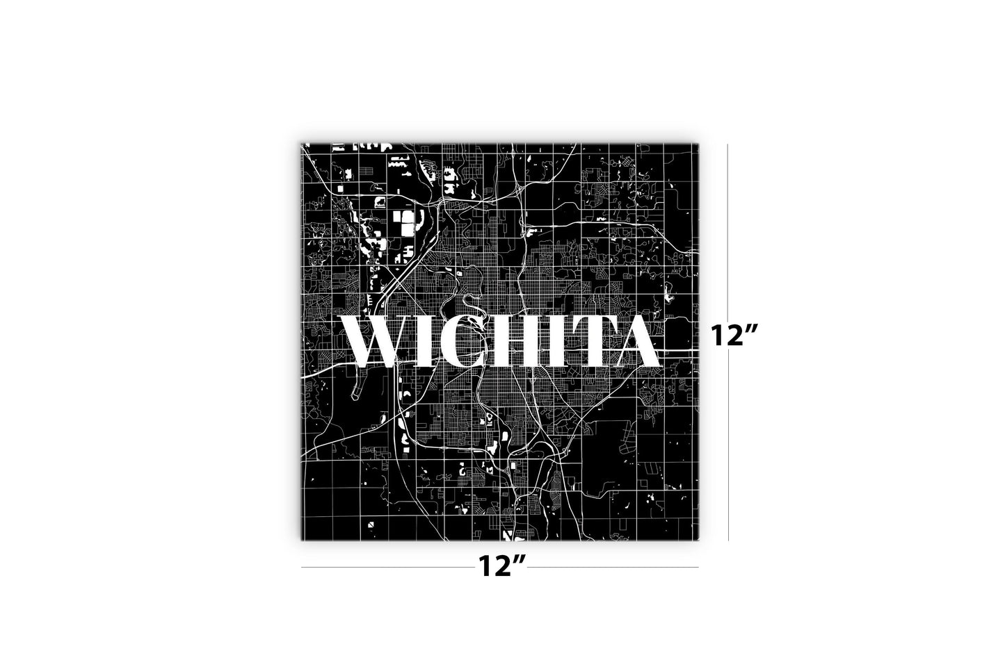 Minimalist B&W Kansas Wichita Map | Wood Sign | Eaches | Min 2