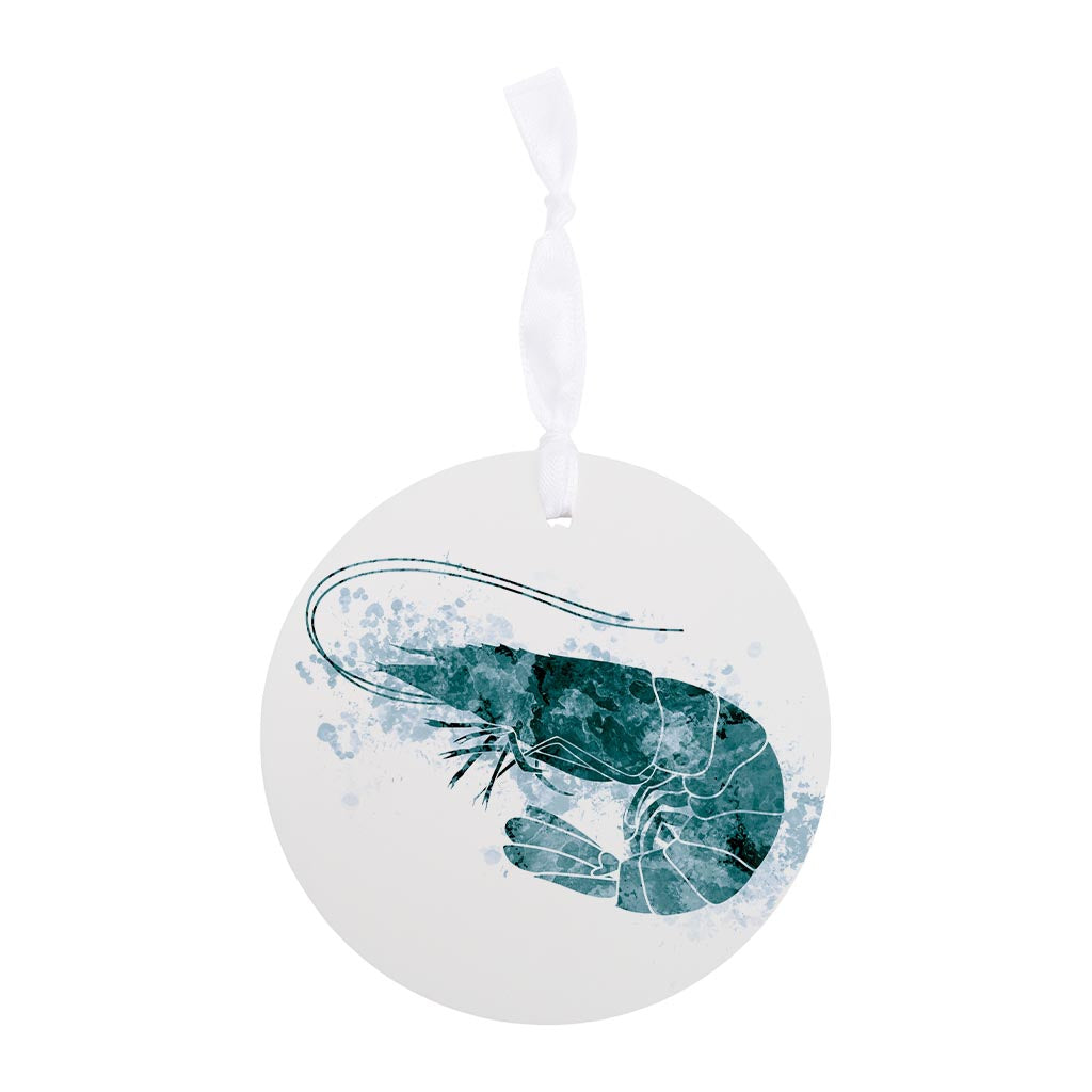 Blue White Water Color Shrimp | Wood Ornament | Eaches | Min 6