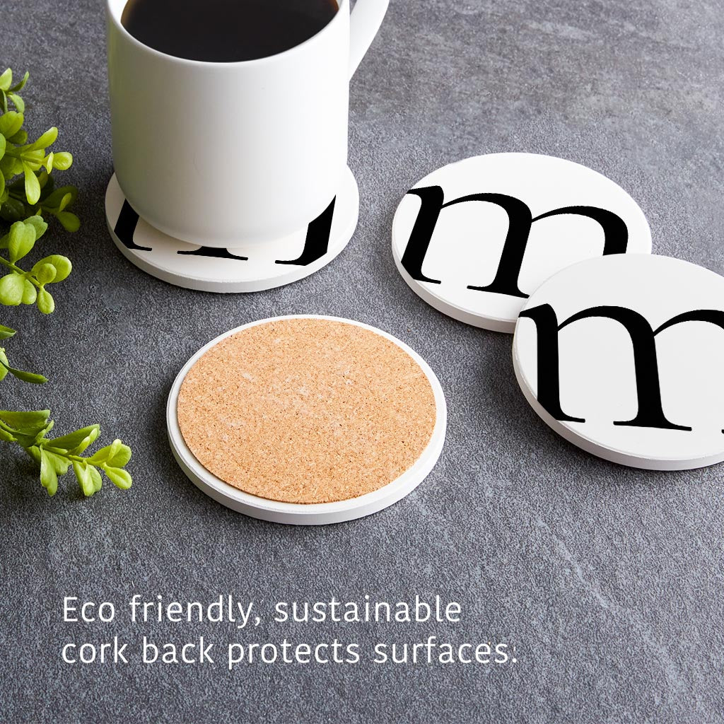 Minimalist Monogram M Circle | Absorbent Coasters | Set of 4 | Min 2