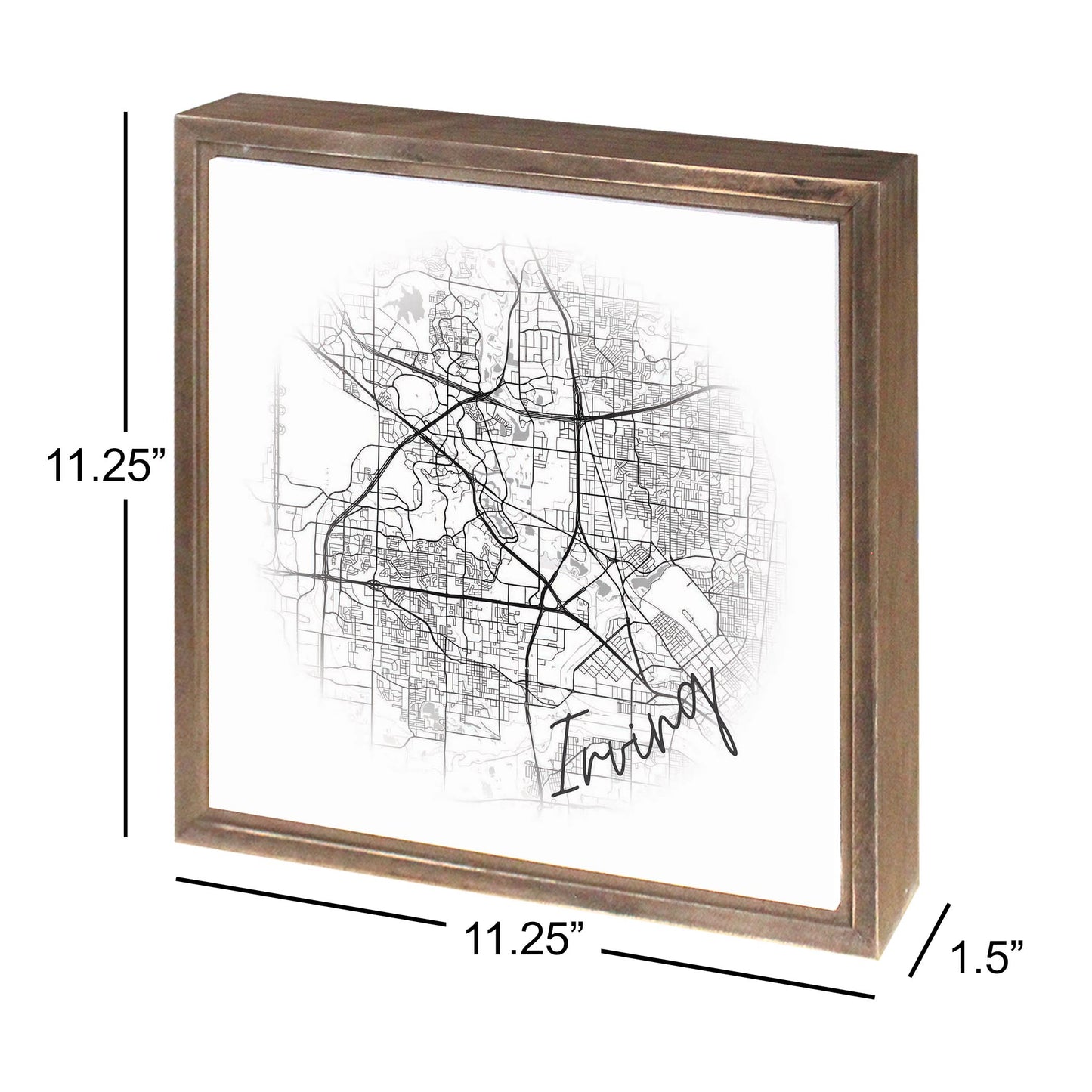 Minimalistic B&W Texas Irving Circle Map | Wood Sign | Eaches | Min 1