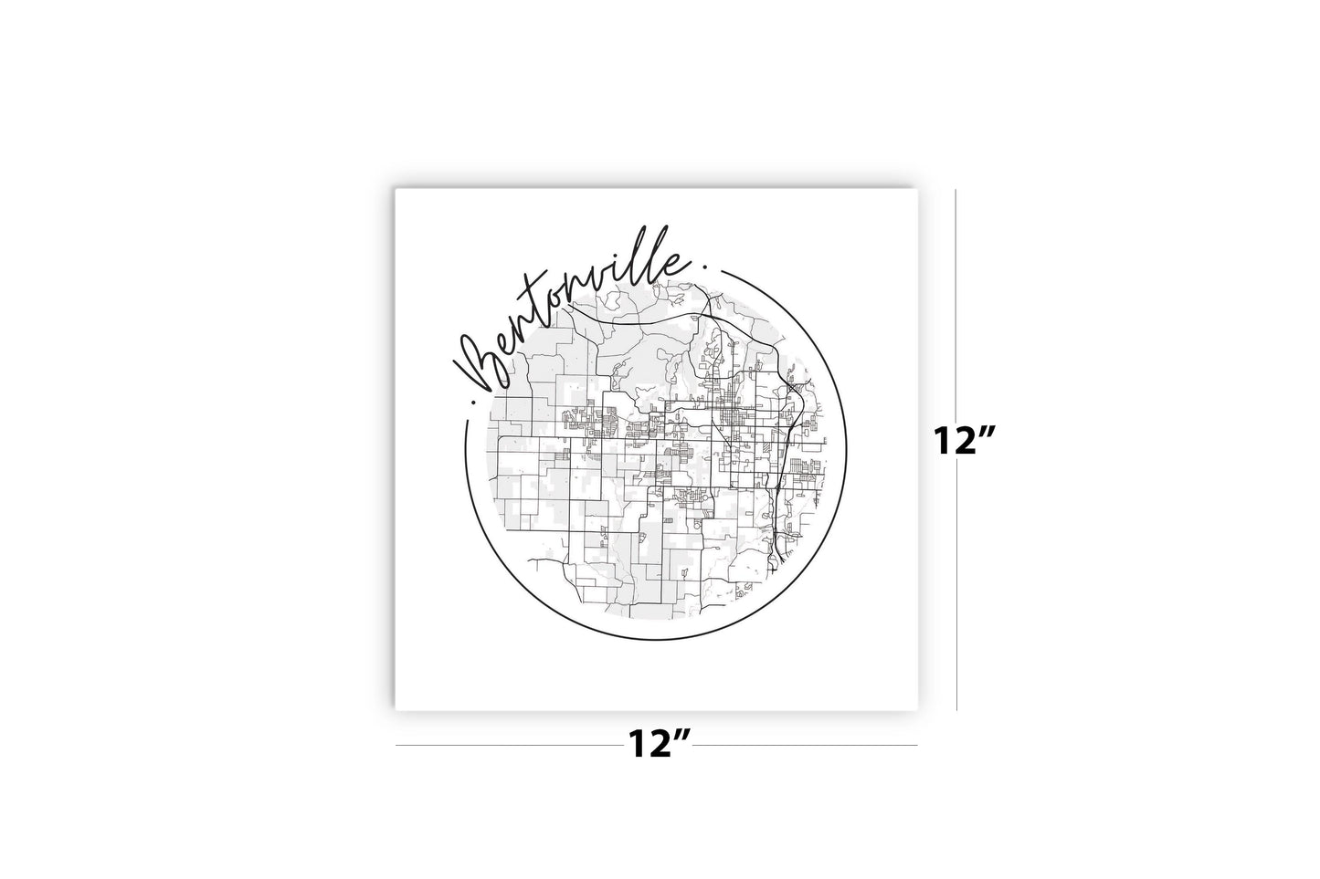 Minimalist B&W Arkansas Bentonville Circle Map| Wood Sign | Eaches | Min 2