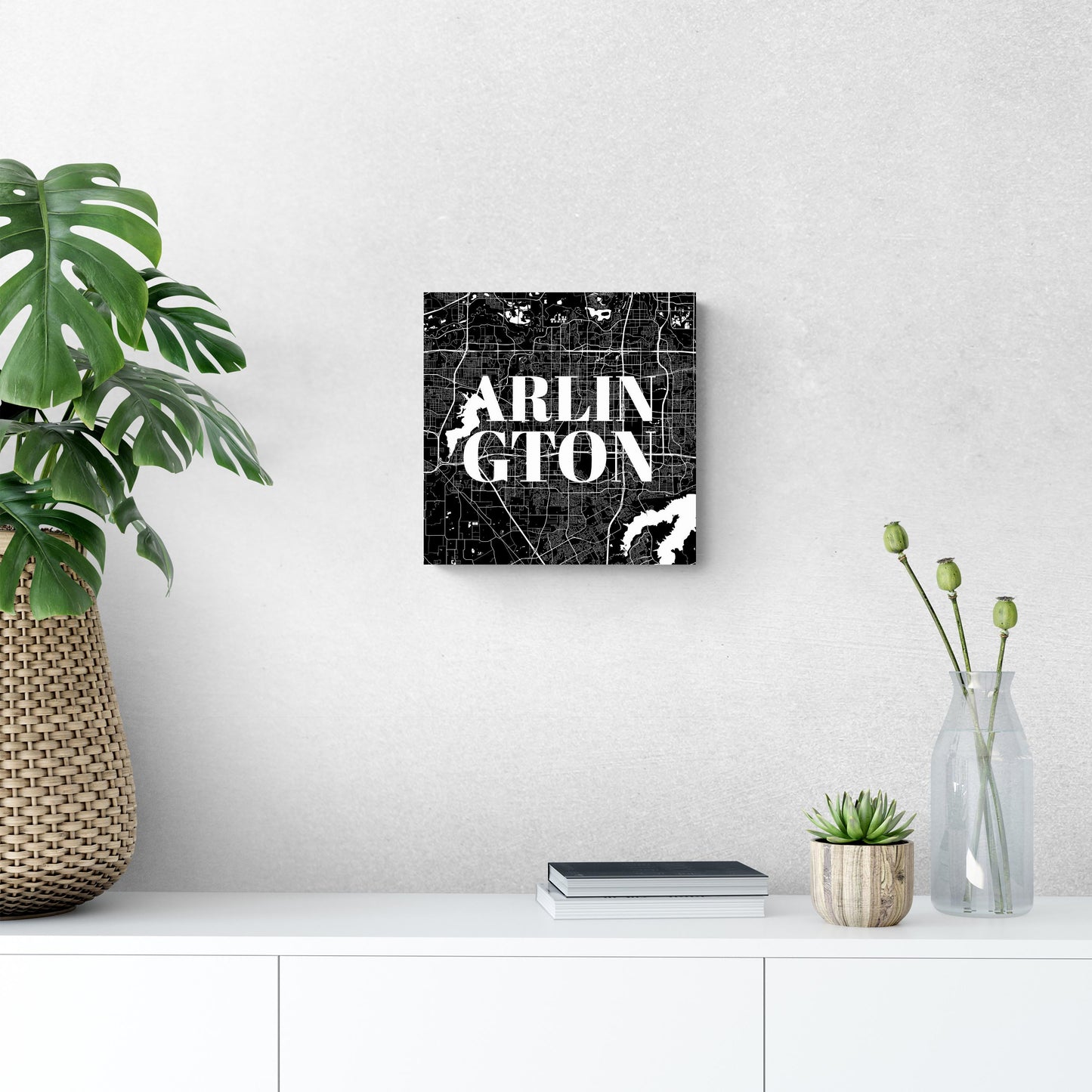 Minimalistic B&W Texas Arlington Map| Wood Sign | Eaches | Min 2