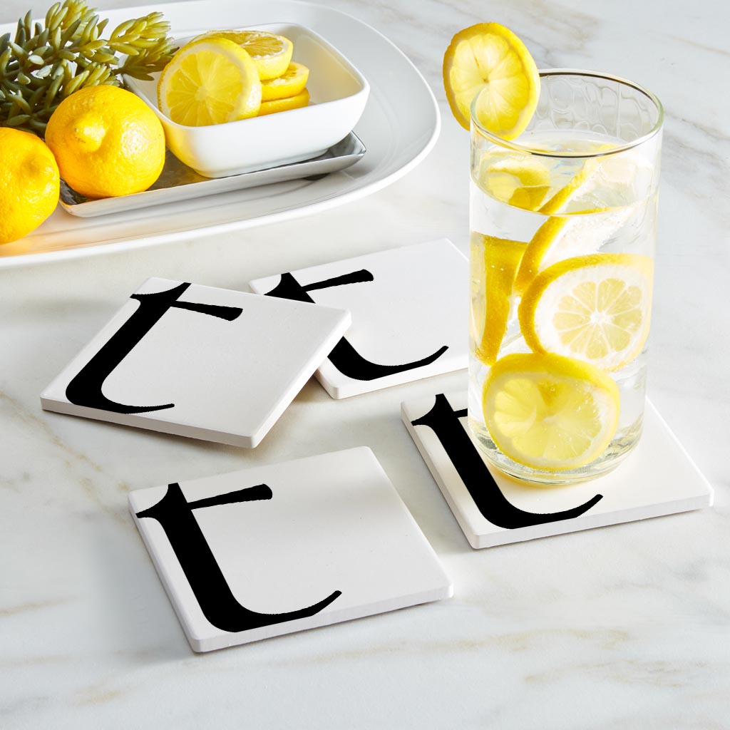 Minimal Monogram T| Absorbent Coasters | Set of 4 | Min 2