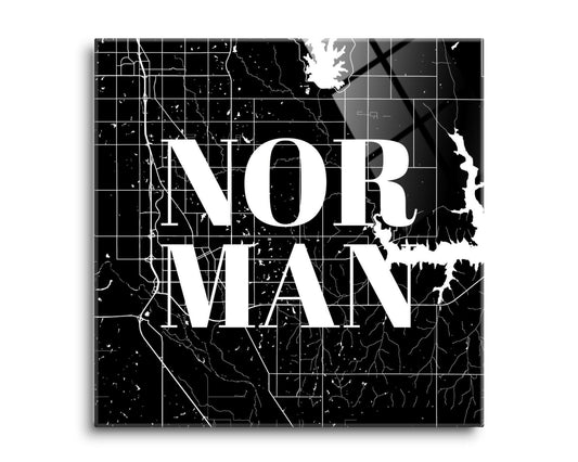 Modern Oklahoma Norman Map | Hi-Def Glass Art | Eaches | Min 2