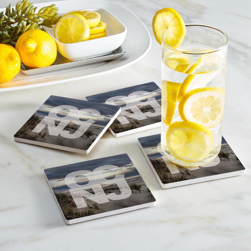 OCNJ Photo With Text | Absorbent Coasters | Set of 4 | Min 2