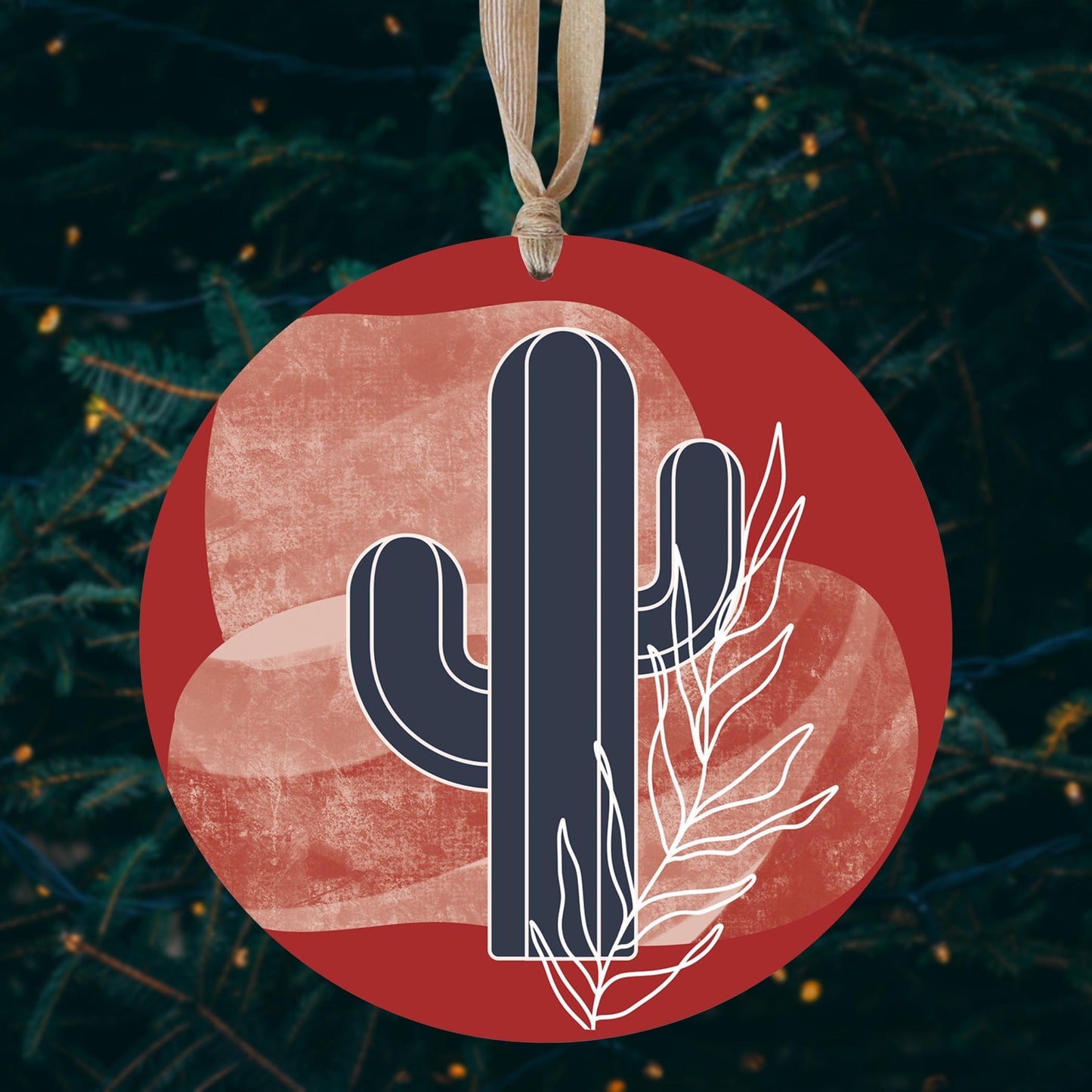 Modern Minimalist Texas Colors Cactus | Wood Ornament | Eaches | Min 1