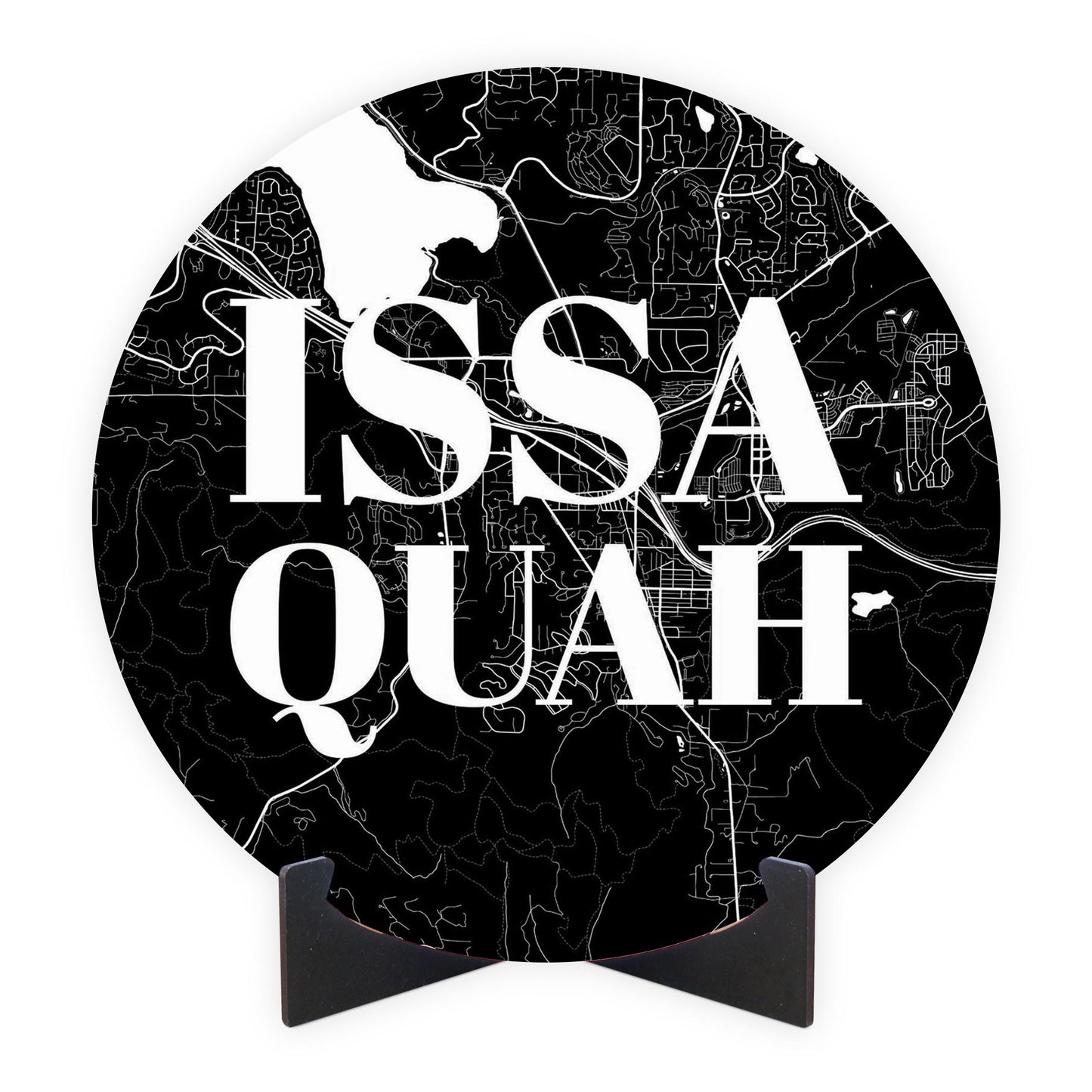 Minimalistic B&W Washington Issaquah Map | Wood Sign | Eaches | Min 1