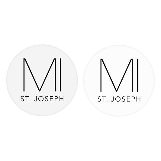 St Joseph Mi State Initials And City Name| Absorbent Car Coasters | Set of 2 | Min 4