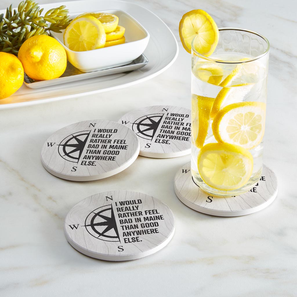 New England Compass Saying | Absorbent Coasters | Set of 4 | Min 2