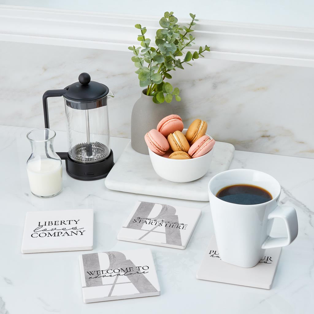 Minimalistic B&W Pennsylvania Quips | Absorbent Coasters | Set of 4 | Min 2