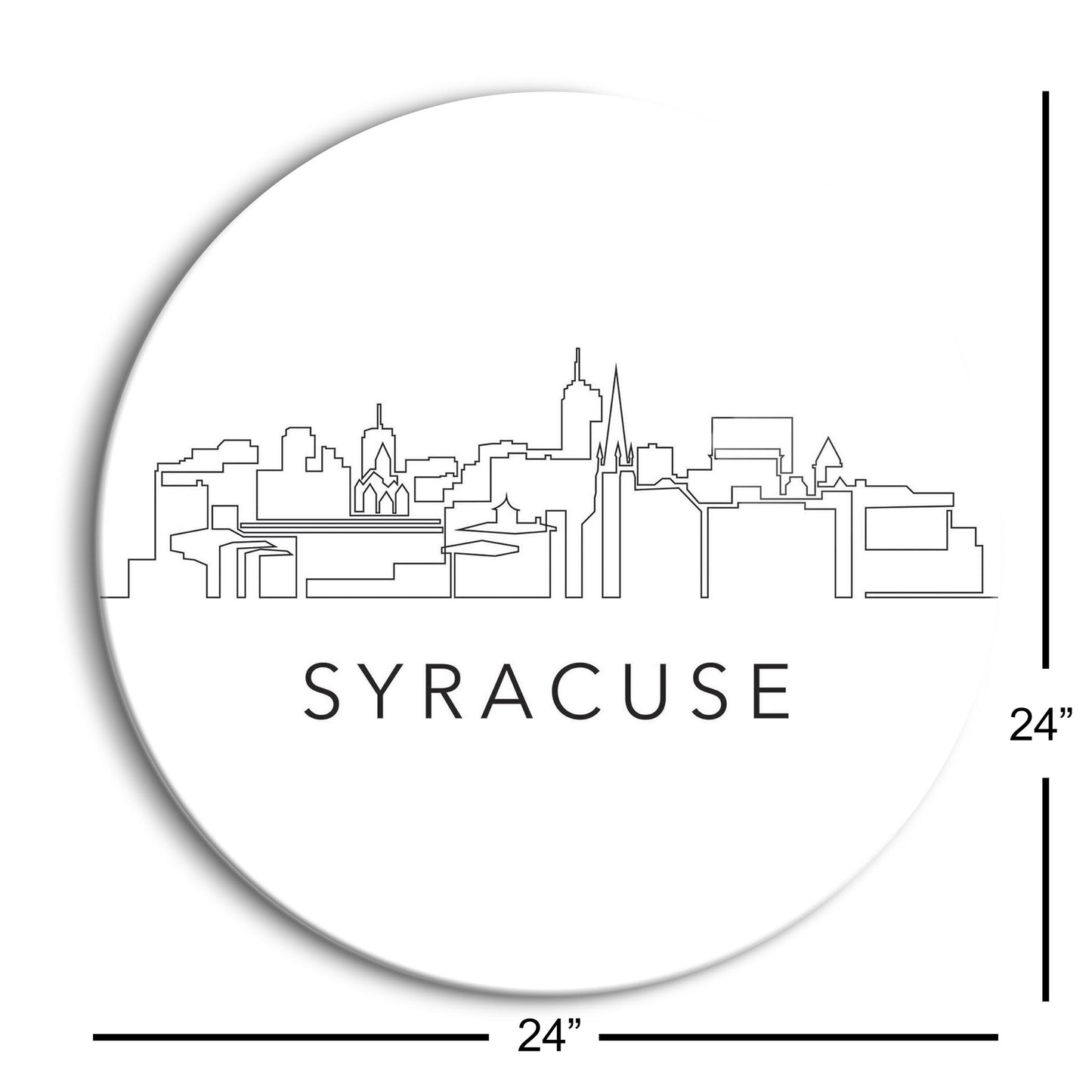 Minimalistic B&W New York Syracuse Skyline | Hi-Def Glass Art | Eaches | Min 1