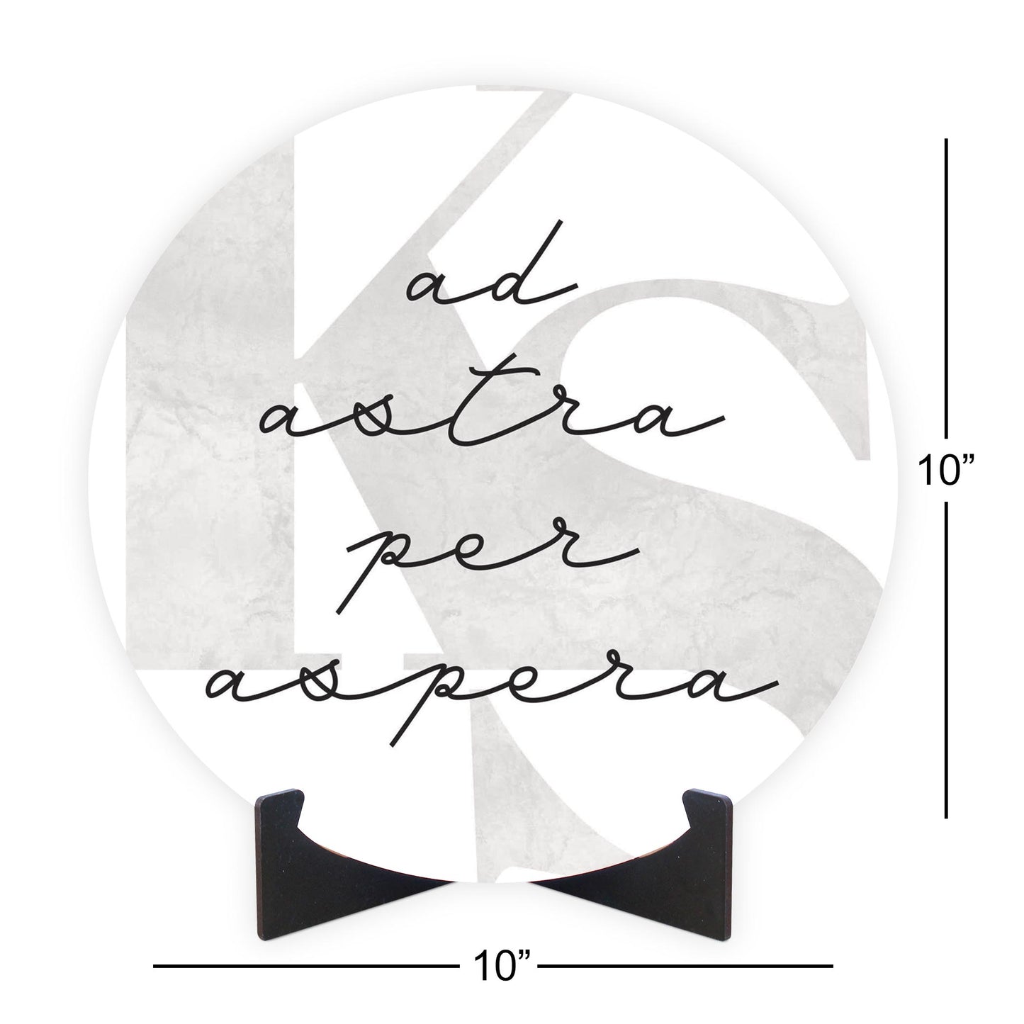 Minimalist B&W Kansas Ad Astra Per Aspera | Wood Sign | Eaches | Min 1