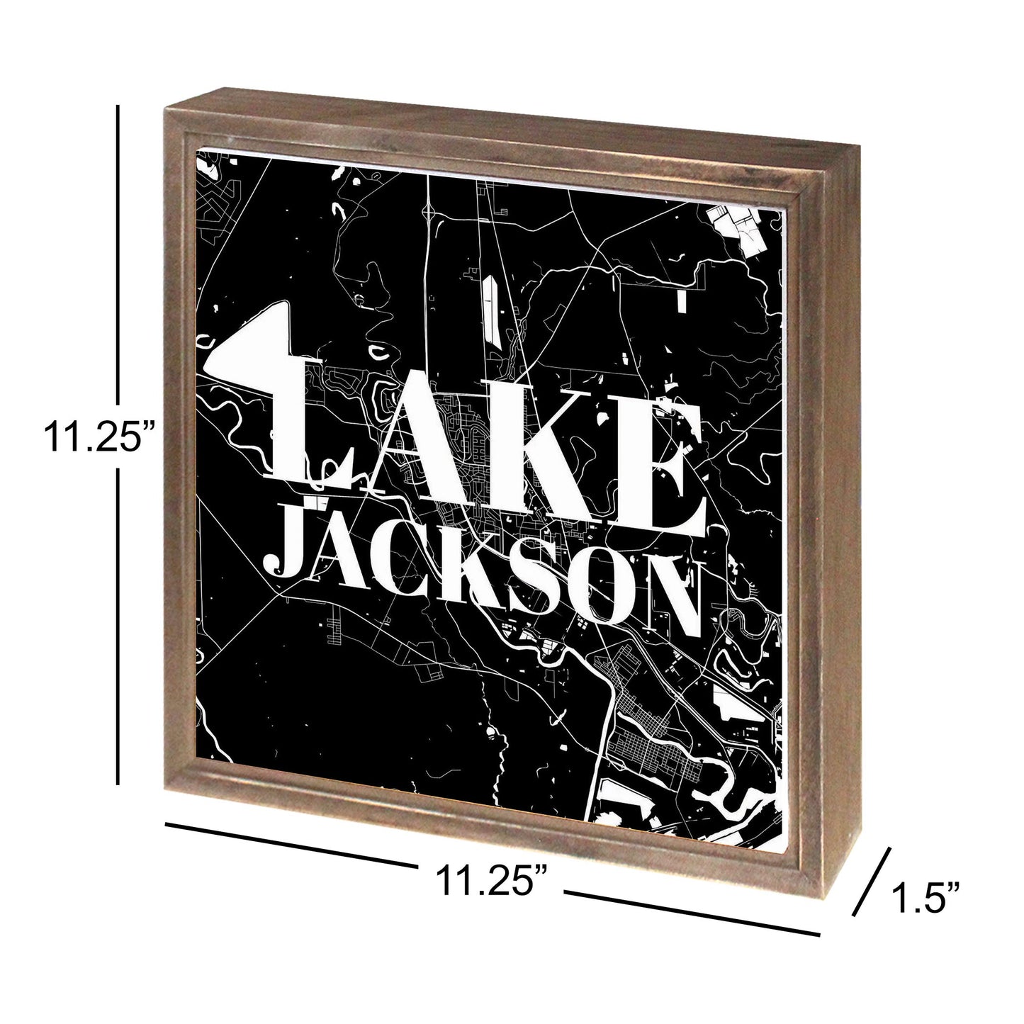 Minimalistic B&W Texas Lake Jackson Map | Wood Sign | Eaches | Min 1