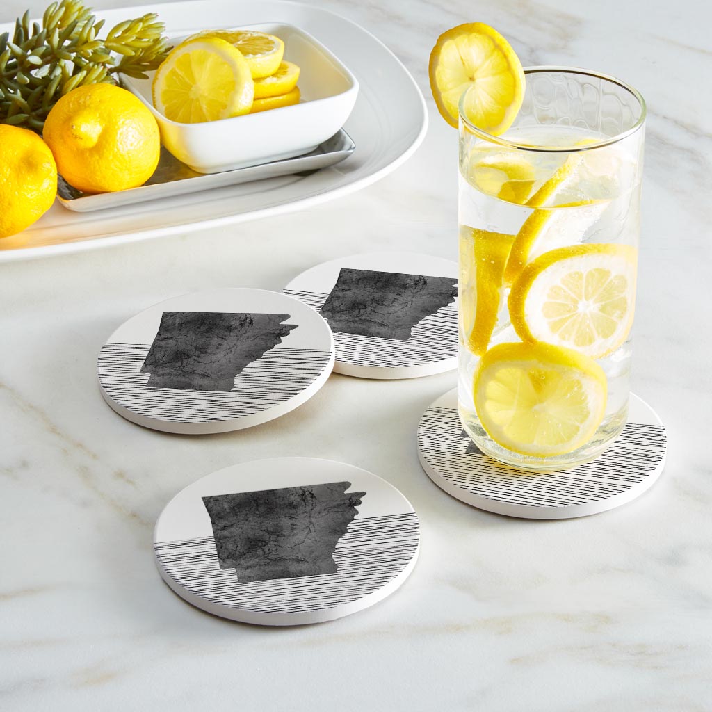 B&W Minimalist Arkansas Lines | Absorbent Coasters | Set of 4 | Min 2