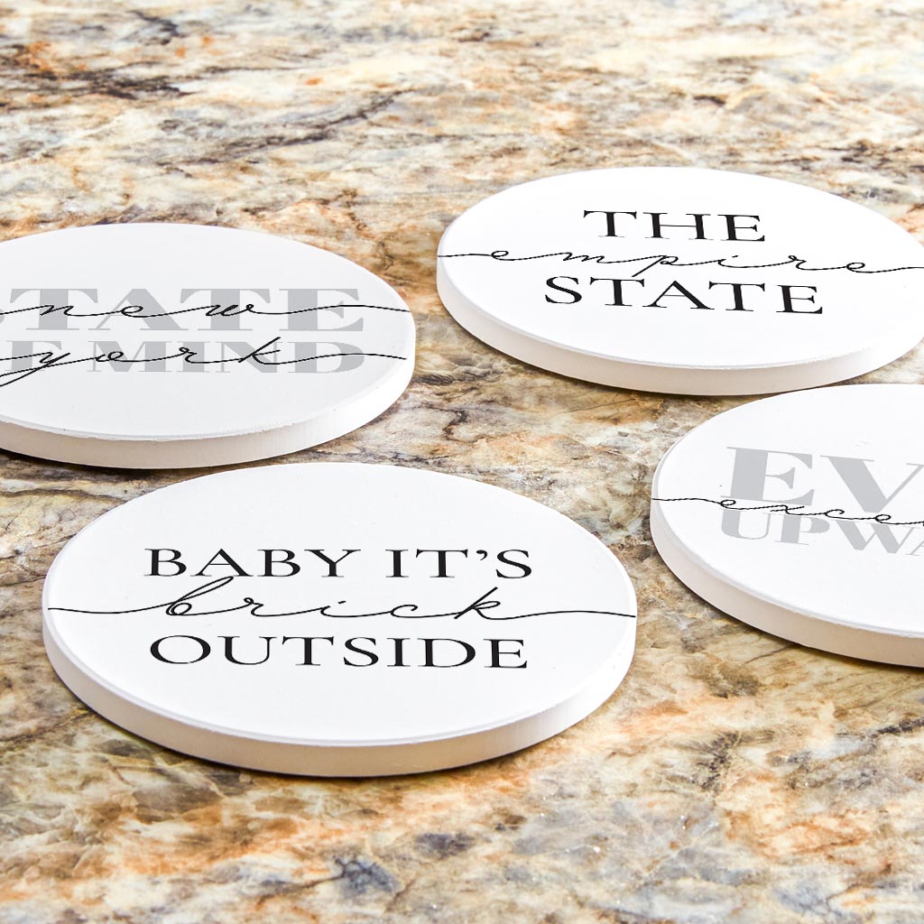 Minimalistic B&W New York Quips| Absorbent Coasters | Set of 4 | Min 2