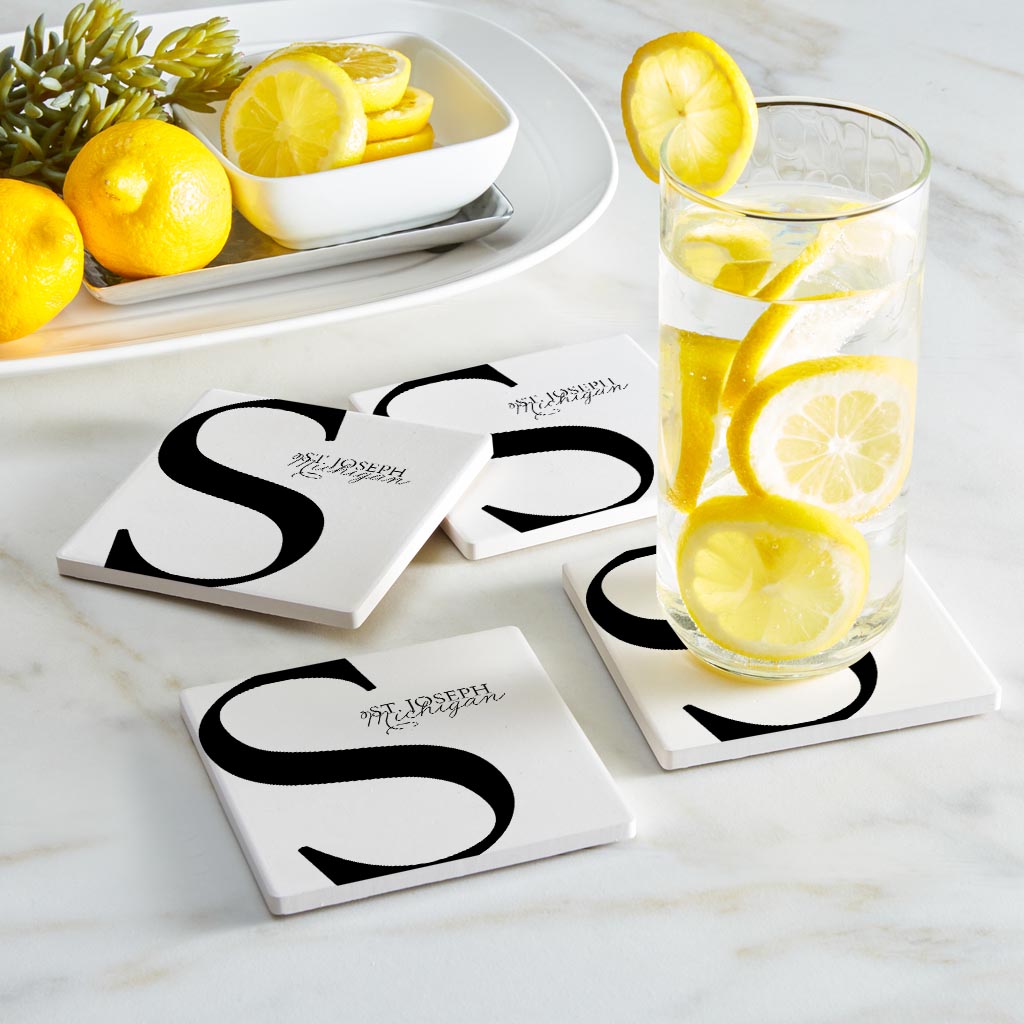 St Joseph Mi Minimal Monogram | Absorbent Coasters | Set of 4 | Min 2