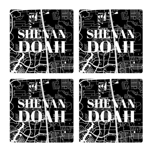 Minimalistic B&W Texas Shenandoah Map | Absorbent Coasters | Set of 4 | Min 2