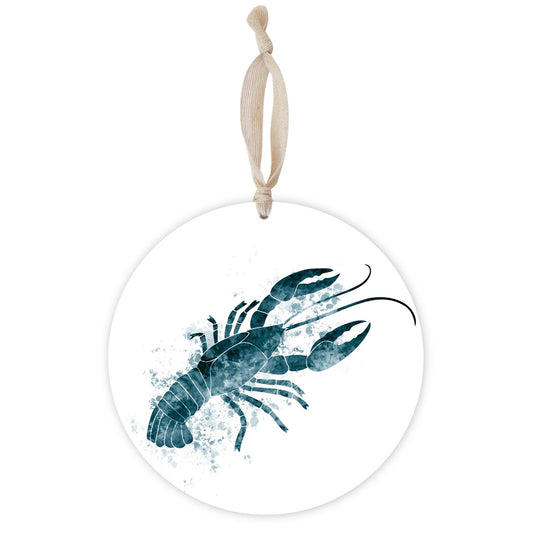 Blue White Water Color Crawfish | Wood Ornament | Eaches | Min 1