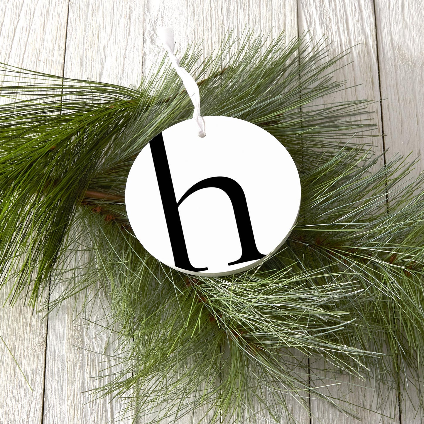 Minimalist Monogram H Circle| Wood Ornament | Eaches | Min 6