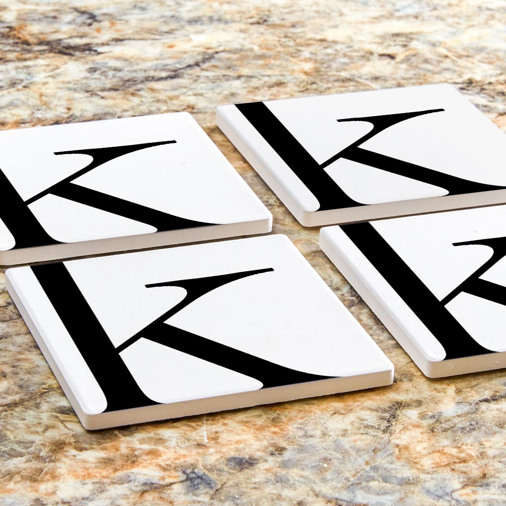 Minimal Monogram K | Absorbent Coasters | Set of 4 | Min 2