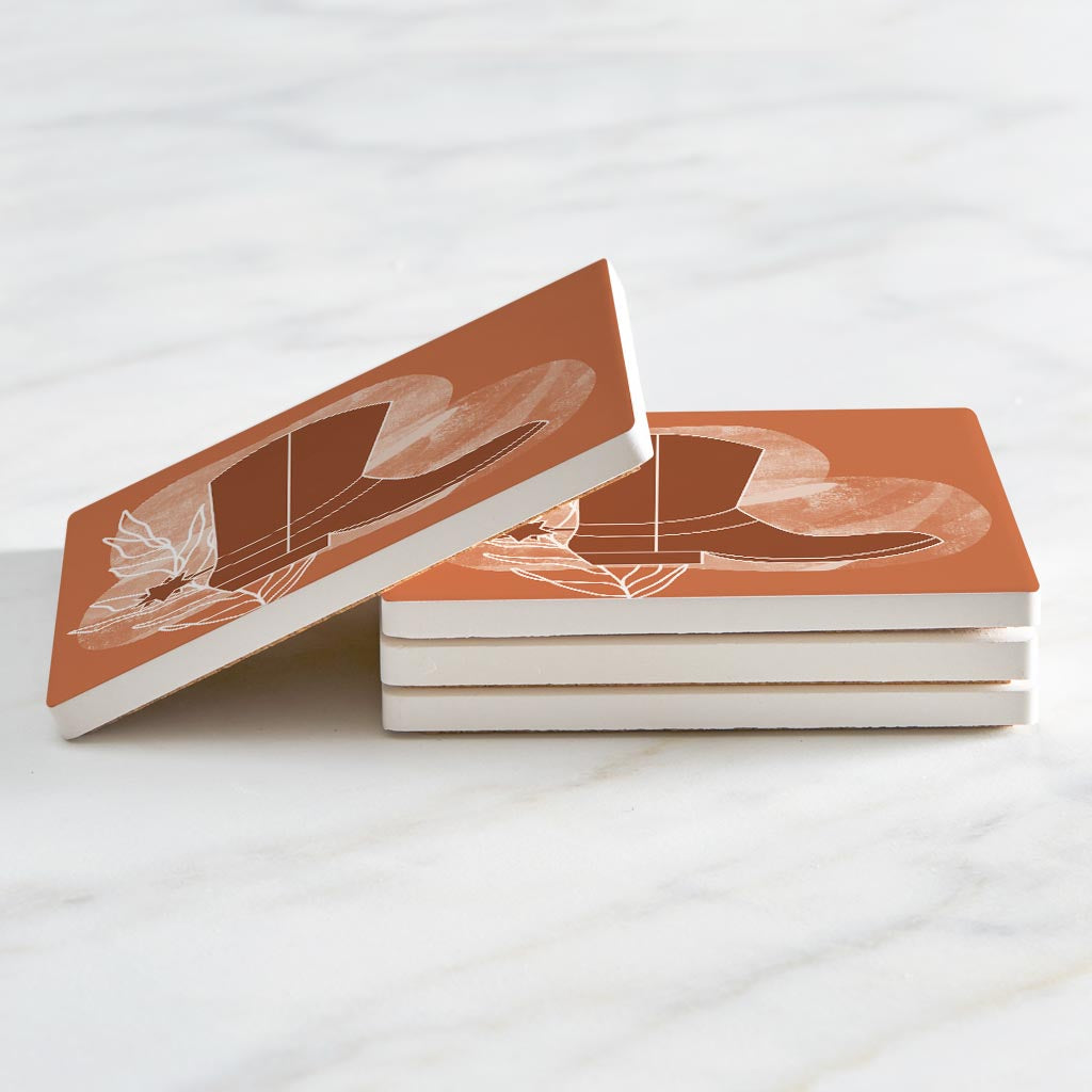 Modern Minimalist Texas Cowboy Boot | Absorbent Coasters | Set of 4 | Min 2