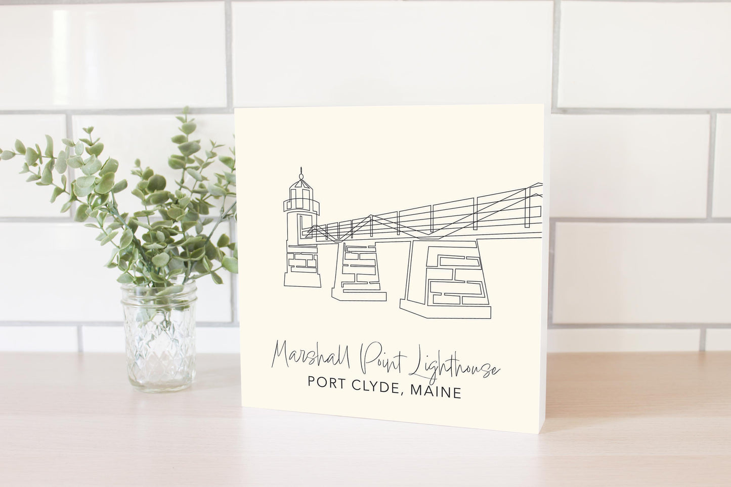 Cream Marshall Point Lighthouse | Wood Block | Eaches | Min 2