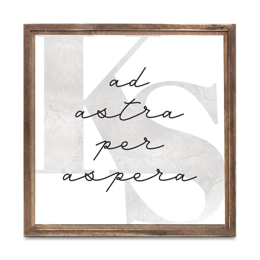 Minimalist B&W Kansas Ad Astra Per Aspera | Wood Sign | Eaches | Min 1