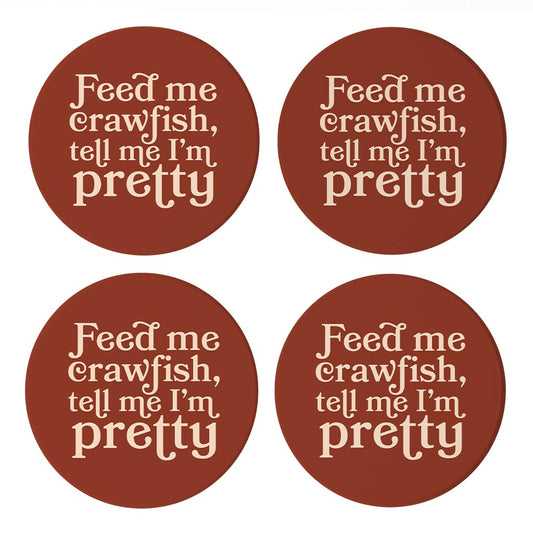 Modern Minimalist Louisiana Feed Me Crawfish | Absorbent Coasters | Set of 4 | Min 2