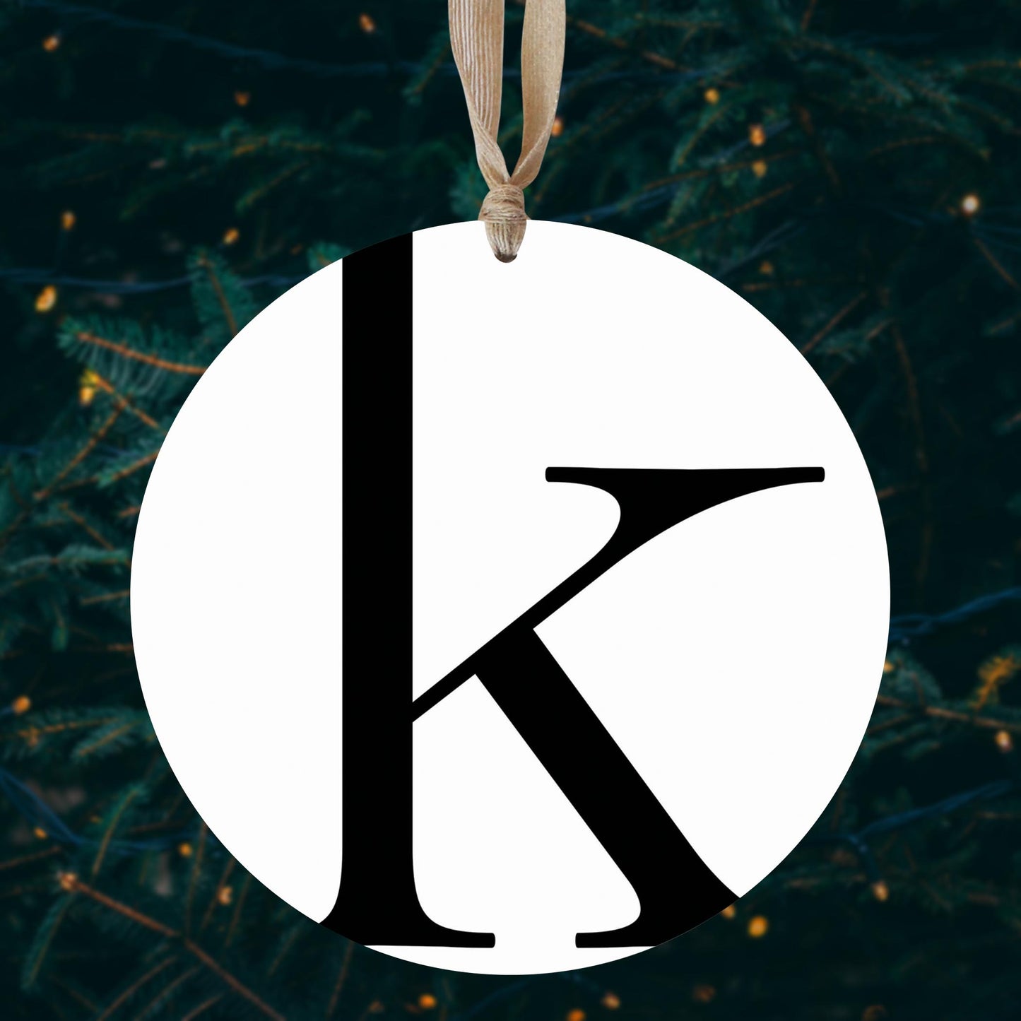 Minimalist Monogram K | Wood Ornament | Eaches | Min 1