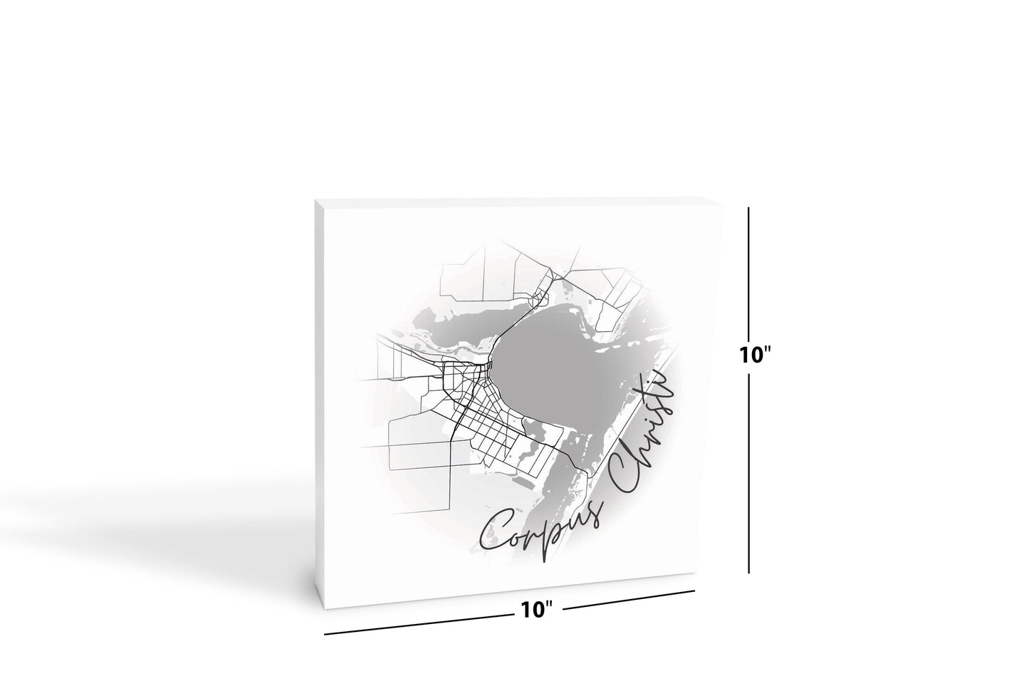 Minimalistic B&W Texas Corpus Christi Circle Map | Wood Block | Eaches | Min 2