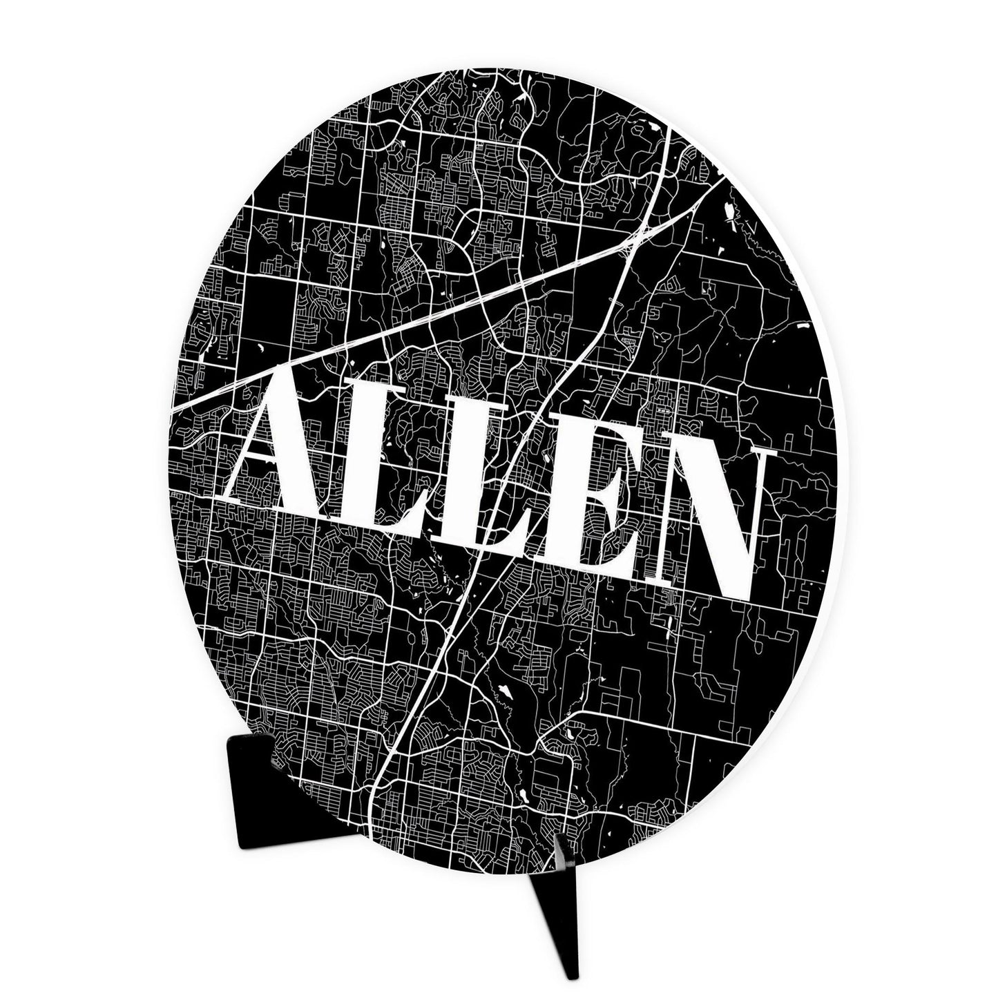 Minimalistic B&W Texas Allen Map | Wood Sign | Eaches | Min 1