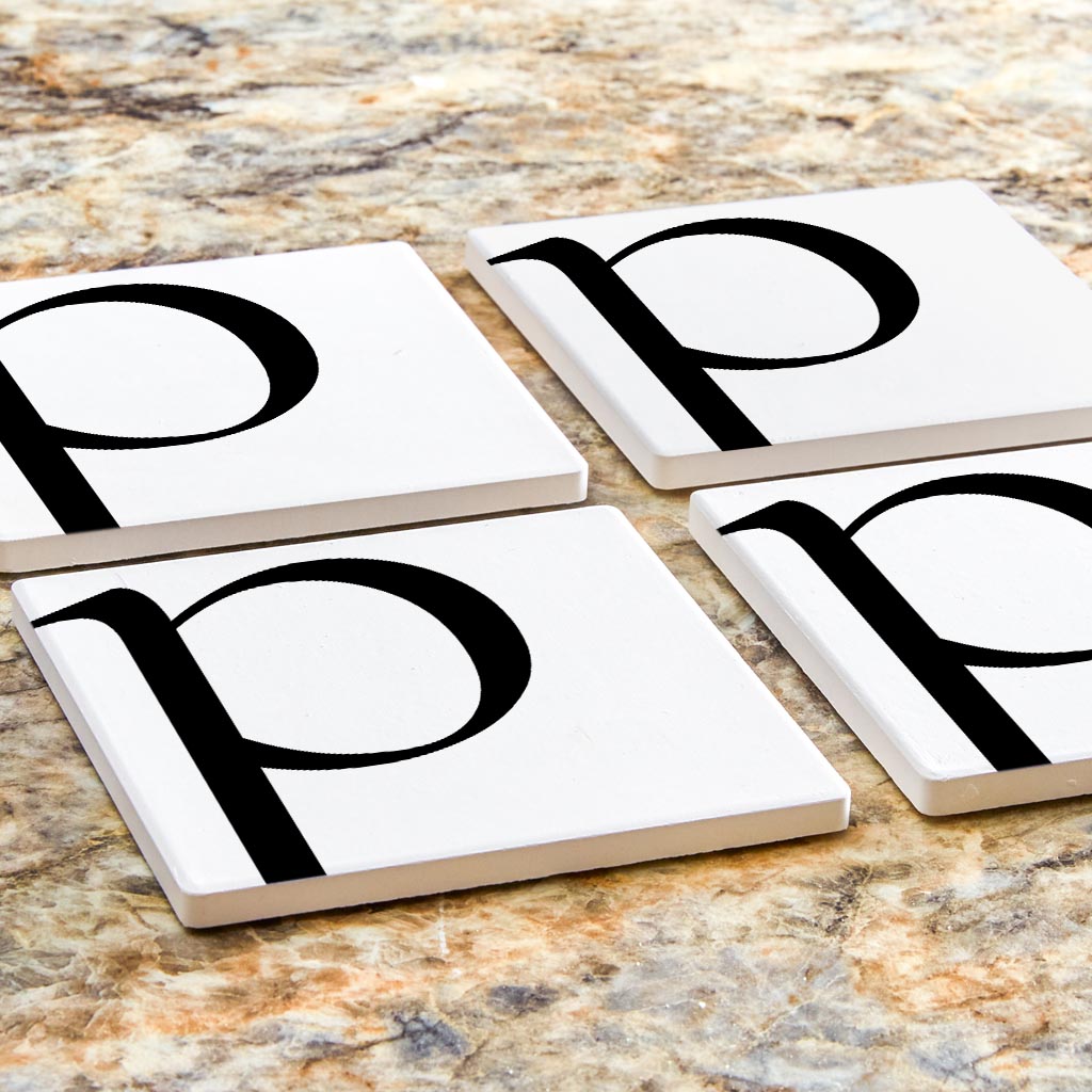 Minimal Monogram P| Absorbent Coasters | Set of 4 | Min 2