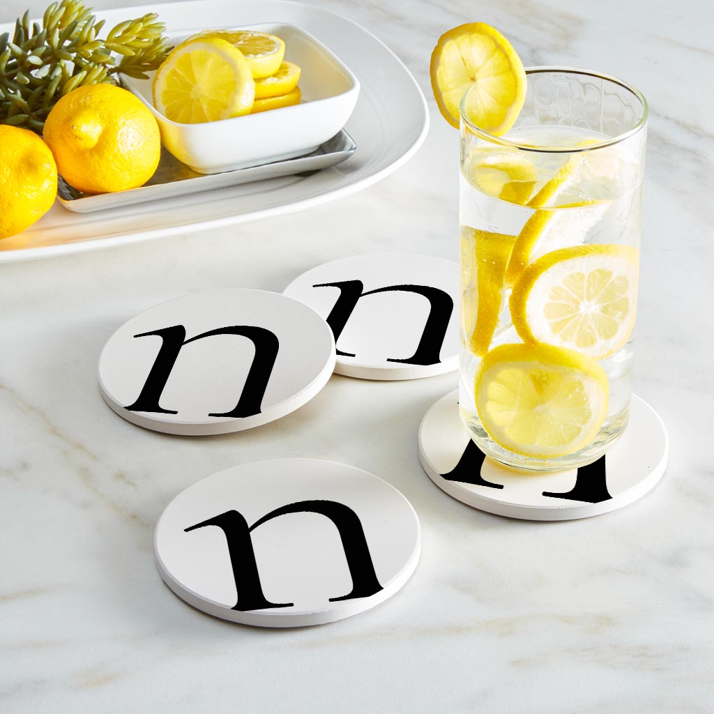 Minimalist Monogram N Circle | Absorbent Coasters | Set of 4 | Min 2