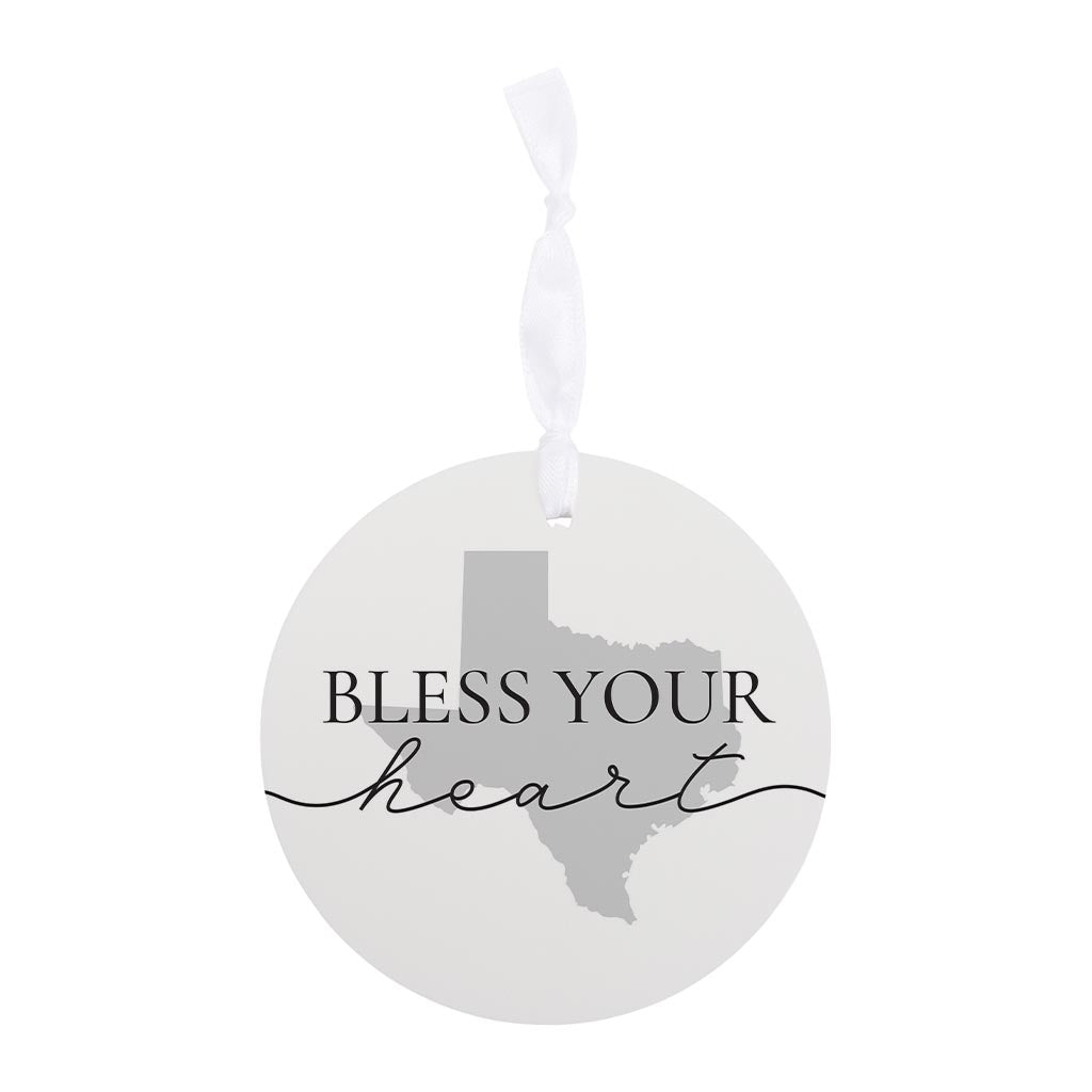 Minimalistic B&W Texas Bless Your Heart | Wood Ornament | Eaches | Min 6