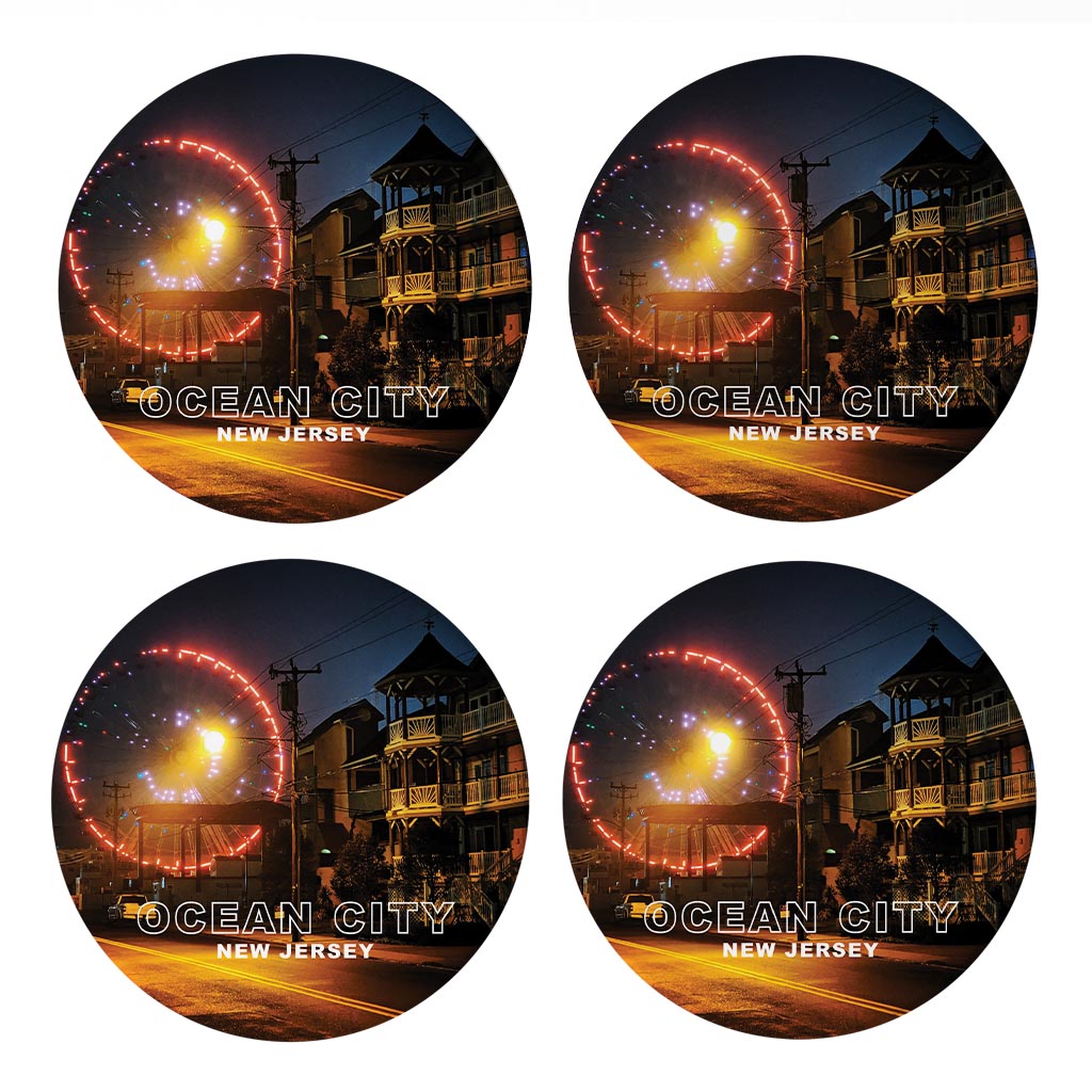 OCNJ Photo With Text | Absorbent Coasters | Set of 4 | Min 2