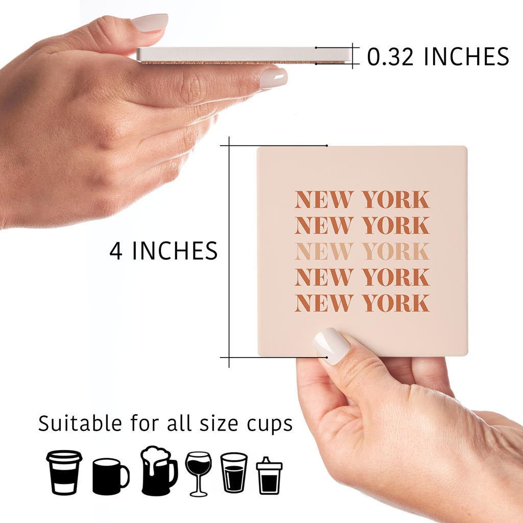 Modern Minimalist New York Repeated Light | Absorbent Coasters | Set of 4 | Min 2