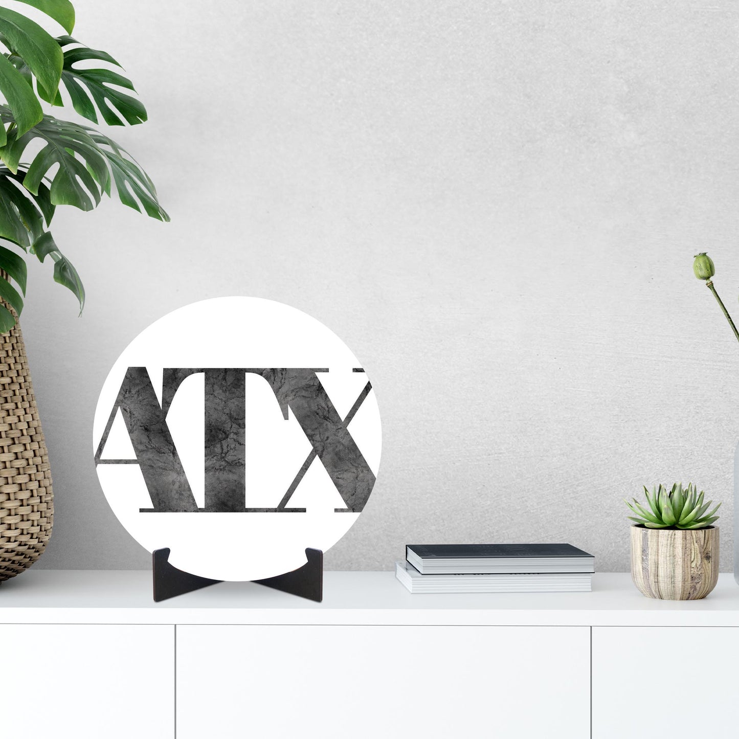 Minimalistic B&W Texas Austin White Initials | Wood Sign | Eaches | Min 1