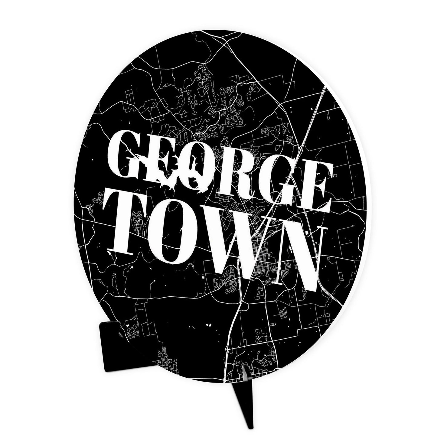 Minimalistic B&W Texas Georgetown Map | Wood Sign | Eaches | Min 1