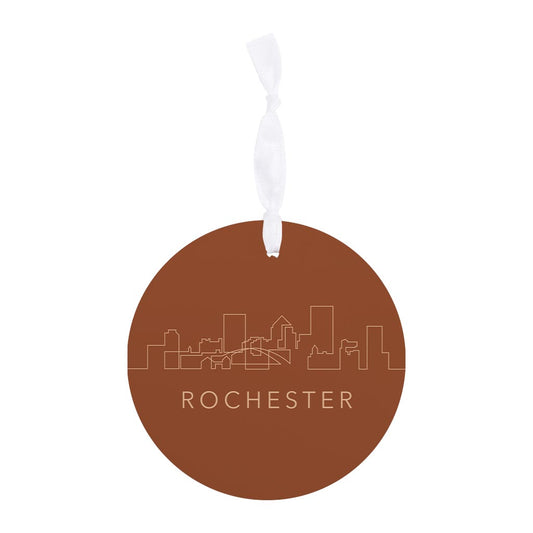 Modern Minimalist New York Rochester Skyline| Wood Ornament | Eaches | Min 6