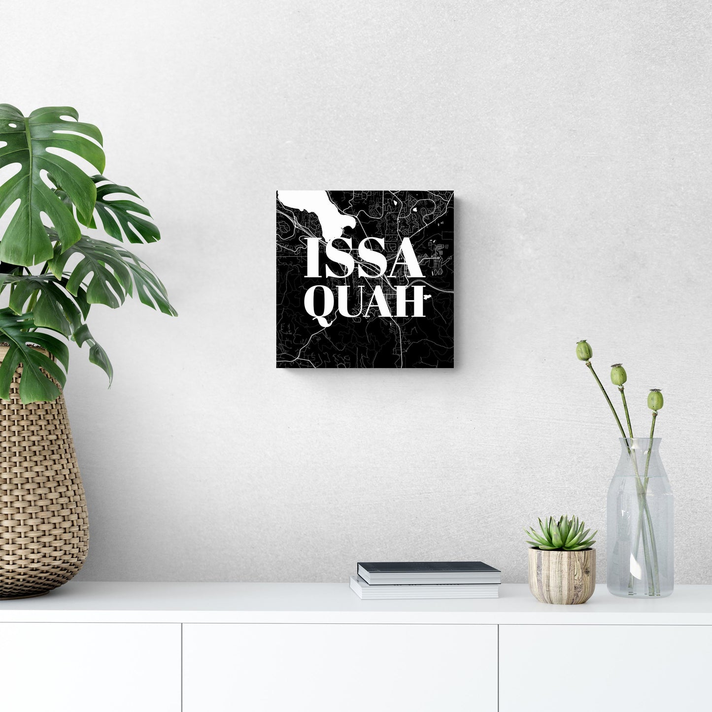 Minimalistic B&W Washington Issaquah Map | Wood Sign | Eaches | Min 2