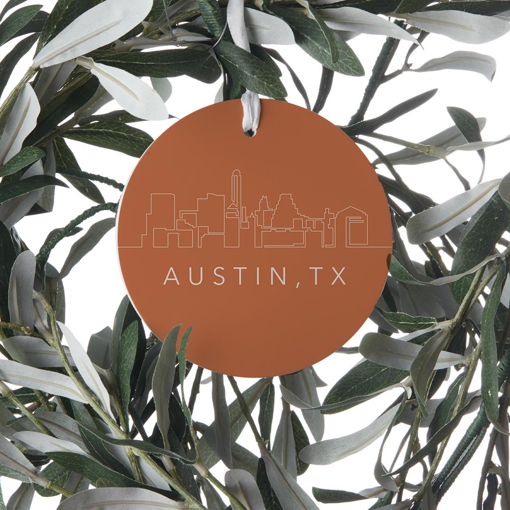 Modern Minimalist Texas Austin Skyline | Wood Ornament | Eaches | Min 6