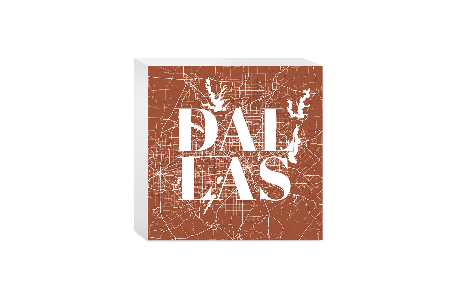 Modern Minimalist Dallas Texas Map | Wood Block | Eaches | Min 4