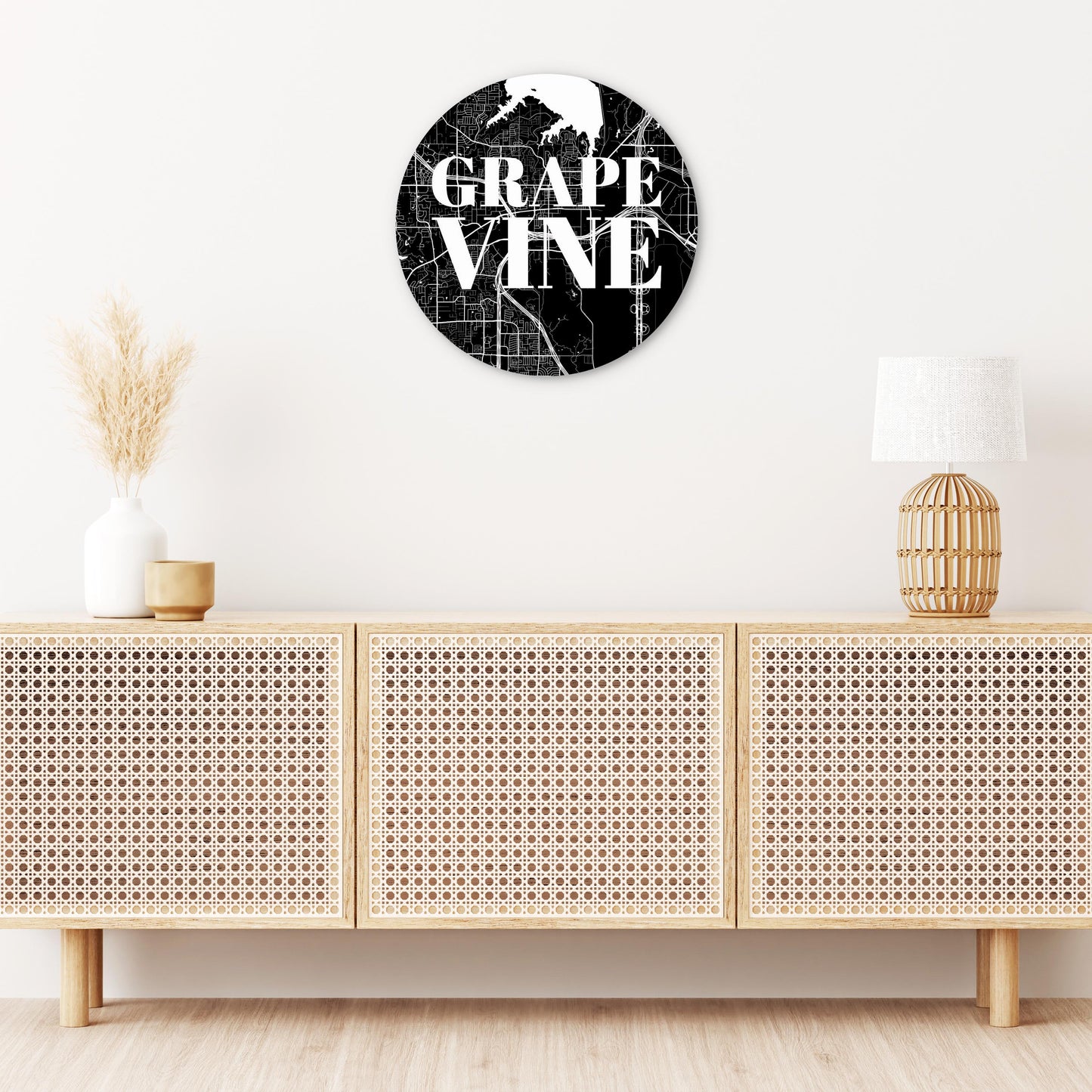 Minimalistic B&W Texas Grapevine Map | Wood Sign | Eaches | Min 1