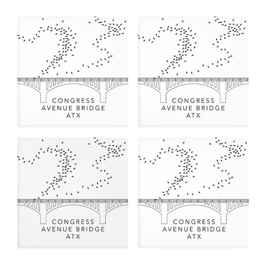 Minimalist B&W Texas Austin Congress Avenue Bridge | Absorbent Coasters | Set of 4 | Min 2